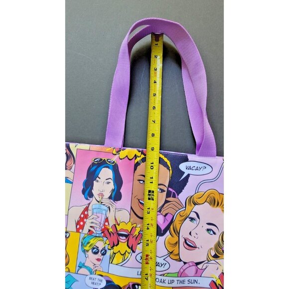 Estee Lauder Tote Comic Theme Beach Shopper Bag Large 12x17 Cartoon Purse - Picture 3 of 5